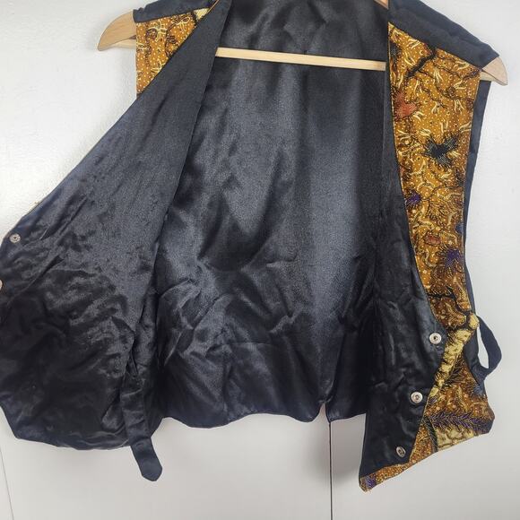 SOLD | Vintage 80s Kenar Beaded Sequin Cotton Button Front Vest | One Size - Picture 11 of 12